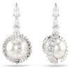 Pendientes colgantes con forma de serpiente, perla de cristal, cortes mixtos, Año de la Serpiente, blanco, chapado en rodio