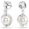 Pendientes colgantes con forma de serpiente, perla de cristal, cortes mixtos, Año de la Serpiente, blanco, chapado en rodio