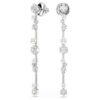 Pendientes colgantes Constella con perlas de cristal, cortes redondos, blancos, chapados en rodio