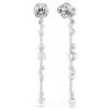 Pendientes colgantes Constella con perlas de cristal, cortes redondos, blancos, chapados en rodio