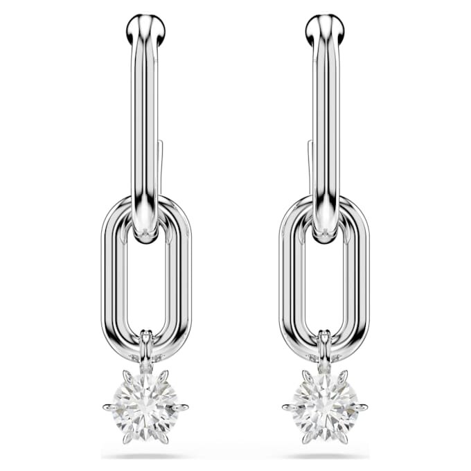 Pendientes colgantes Constella de corte redondo, blancos, chapados en rodio Pendientes colgantes Constella de corte redondo, blancos, chapados en rodio