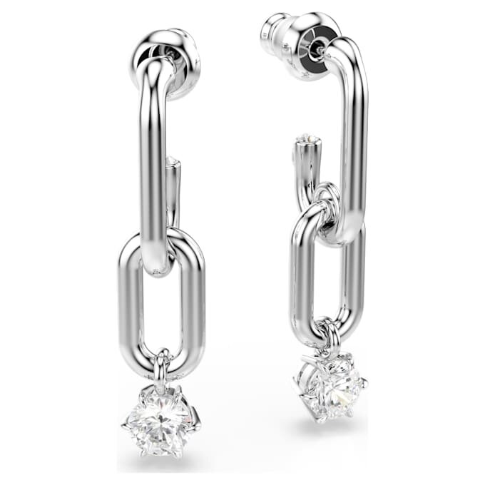 Pendientes colgantes Constella de corte redondo, blancos, chapados en rodio Pendientes colgantes Constella de corte redondo, blancos, chapados en rodio