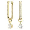 Pendientes colgantes Constella de corte redondo, blancos, chapados en tono dorado