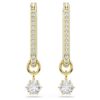 Pendientes colgantes Constella de corte redondo, blancos, chapados en tono dorado