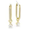 Pendientes colgantes Constella de corte redondo, blancos, chapados en tono dorado