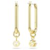 Pendientes colgantes Constella de corte redondo, blancos, chapados en tono dorado
