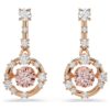 Pendientes colgantes Constella de corte redondo, piedra danzante, rosa, chapados en tono oro rosa