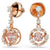 Pendientes colgantes Constella de corte redondo, piedra danzante, rosa, chapados en tono oro rosa