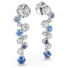 Pendientes colgantes Constella de cortes mixtos, azules, chapados en rodio