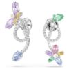 Pendientes colgantes de Ariana Grande x Swarovski con «ear jacket» y cortes mixtos, libélula, flor, multicolor, chapados en rodio
