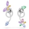 Pendientes colgantes de Ariana Grande x Swarovski con «ear jacket» y cortes mixtos, libélula, flor, multicolor, chapados en rodio