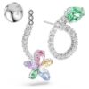 Pendientes colgantes de Ariana Grande x Swarovski con «ear jacket» y cortes mixtos, libélula, flor, multicolor, chapados en rodio