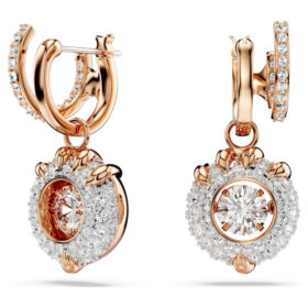 Pendientes colgantes de dragón y fénix con garra de dragón, blancos, chapados en tono oro rosa