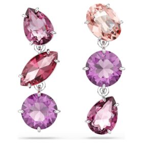 Pendientes colgantes Gema con cortes variados, rosa, chapados en rodio