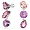 Pendientes colgantes Gema con cortes variados, rosa, chapados en rodio