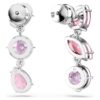Pendientes colgantes Gema con cortes variados, rosa, chapados en rodio