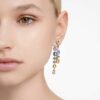 Pendientes colgantes Gema: diseño asimétrico, cortes mixtos, largos, multicolores, chapados en rodio