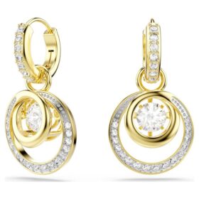 Pendientes colgantes Hyperbola de corte redondo, blancos, chapados en tono dorado