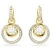 Pendientes colgantes Hyperbola de corte redondo, blancos, chapados en tono dorado