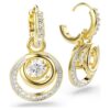 Pendientes colgantes Hyperbola de corte redondo, blancos, chapados en tono dorado