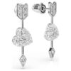 Pendientes colgantes Idyllia con cortes mixtos, corazón con flecha, blancos, chapados en rodio