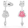 Pendientes colgantes Idyllia con cortes mixtos, corazón con flecha, blancos, chapados en rodio