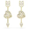 Pendientes colgantes Idyllia con cortes mixtos, corazón con flecha, blancos, chapados en tono dorado Pendientes colgantes Idyllia con cortes mixtos, corazón con flecha, blancos, chapados en tono dorado