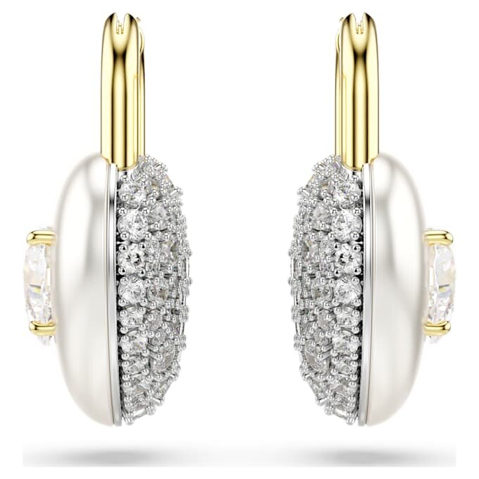 Pendientes colgantes Idyllia con cortes mixtos, forma de corazón, blancos, chapados en tono dorado Pendientes colgantes Idyllia con cortes mixtos, forma de corazón, blancos, chapados en tono dorado