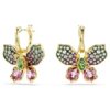 Pendientes colgantes Idyllia con cortes mixtos, pavé, mariposa, multicolor, chapado en tono dorado