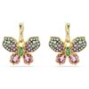 Pendientes colgantes Idyllia con cortes mixtos, pavé, mariposa, multicolor, chapado en tono dorado