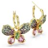 Pendientes colgantes Idyllia con cortes mixtos, pavé, mariposa, multicolor, chapado en tono dorado