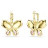 Pendientes colgantes Idyllia con cortes mixtos, pavé, mariposa, multicolor, chapado en tono dorado