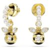Pendientes colgantes Idyllia con perlas de cristal, cortes mixtos, abejas, multicolores, chapados en tono dorado