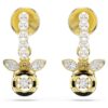 Pendientes colgantes Idyllia con perlas de cristal, cortes mixtos, abejas, multicolores, chapados en tono dorado