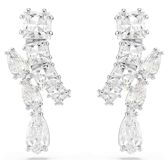 Pendientes colgantes Matrix con cortes mixtos, blancos, chapados en rodio Pendientes colgantes Matrix con cortes mixtos, blancos, chapados en rodio
