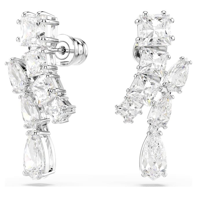 Pendientes colgantes Matrix con cortes mixtos, blancos, chapados en rodio Pendientes colgantes Matrix con cortes mixtos, blancos, chapados en rodio