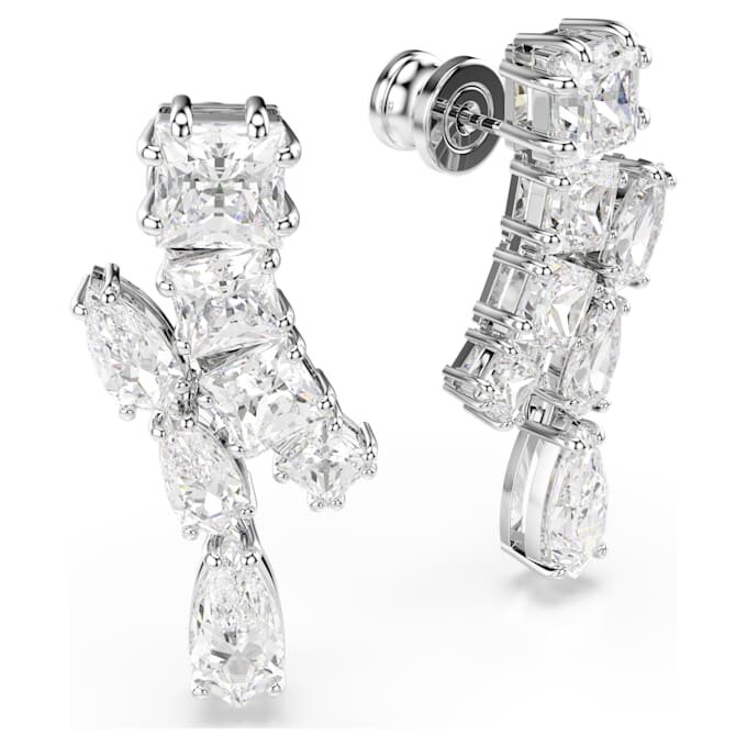 Pendientes colgantes Matrix con cortes mixtos, blancos, chapados en rodio Pendientes colgantes Matrix con cortes mixtos, blancos, chapados en rodio