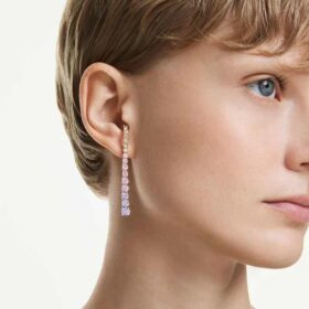 Pendientes colgantes Matrix con degradado de cortes redondos, multicolores, chapados en rodio