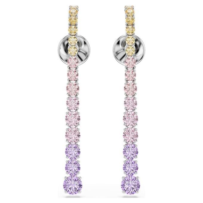 Pendientes colgantes Matrix con degradado de cortes redondos, multicolores, chapados en rodio Pendientes colgantes Matrix con degradado de cortes redondos, multicolores, chapados en rodio