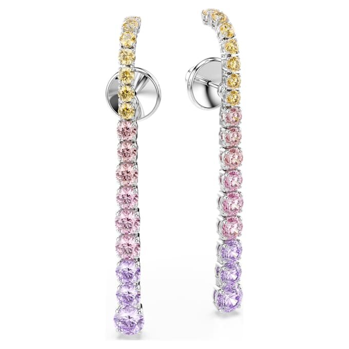 Pendientes colgantes Matrix con degradado de cortes redondos, multicolores, chapados en rodio Pendientes colgantes Matrix con degradado de cortes redondos, multicolores, chapados en rodio