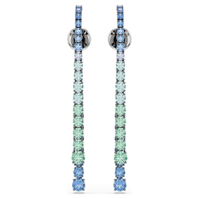 Pendientes colgantes Matrix con degradado de cortes redondos, multicolores, chapados en rutenio