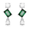 Pendientes colgantes Mesmera con cortes mixtos, verdes, chapados en rodio