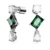 Pendientes colgantes Mesmera con cortes mixtos, verdes, chapados en rodio