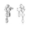 Pendientes colgantes Mesmera de cortes mixtos, blancos, chapados en rodio