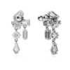 Pendientes colgantes Mesmera de cortes mixtos, blancos, chapados en rodio