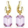 Pendientes colgantes Millenia con corte octogonal, color púrpura, chapados en tono dorado