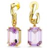 Pendientes colgantes Millenia con corte octogonal, color púrpura, chapados en tono dorado