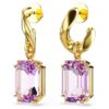 Pendientes colgantes Millenia con corte octogonal, color púrpura, chapados en tono dorado