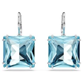 Pendientes colgantes Millenia de corte cuadrado, azules, chapados en rodio