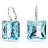 Pendientes colgantes Millenia de corte cuadrado, azules, chapados en rodio
